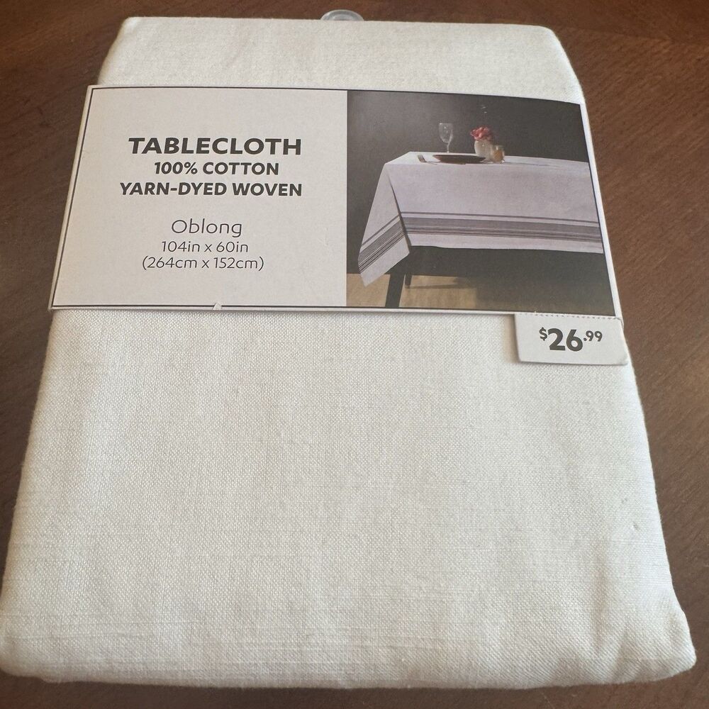 At Home Tablecloth 100% COTTON Yarn Dyed Woven Oblong 104”X60”